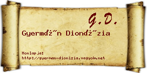 Gyermán Dionízia névjegykártya